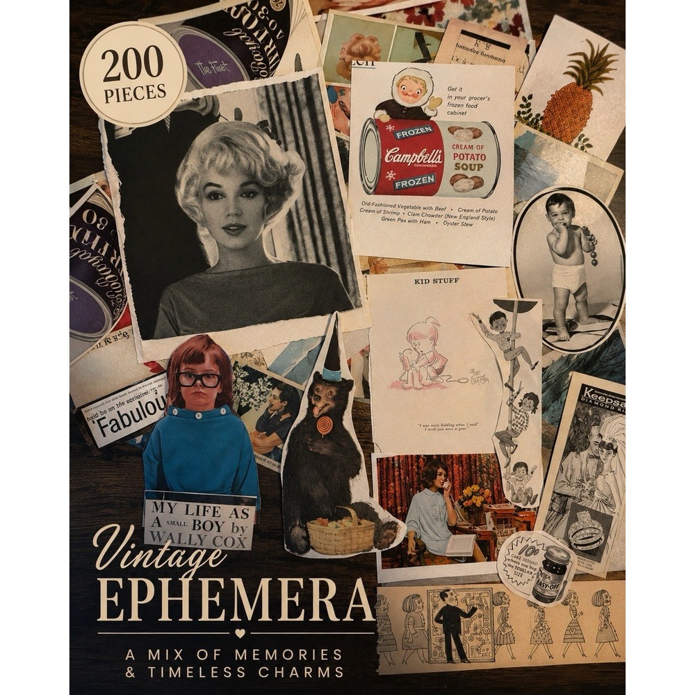 Vintage Ephemera Lot 200pc Cut Magazine Ads Junk Journal Collage Scrapbook